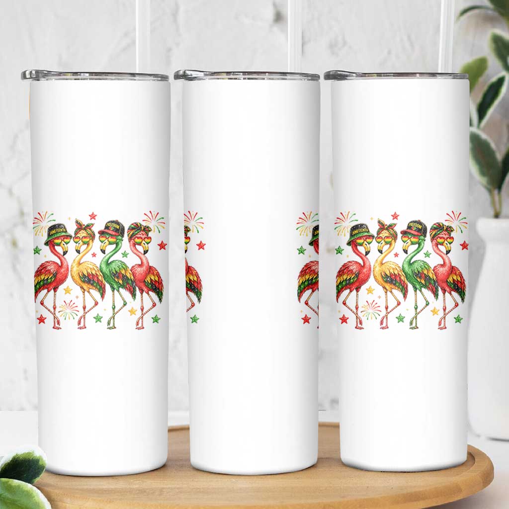 Funny Juneteenth Flamingos Squad Skinny Tumbler African American Heritage