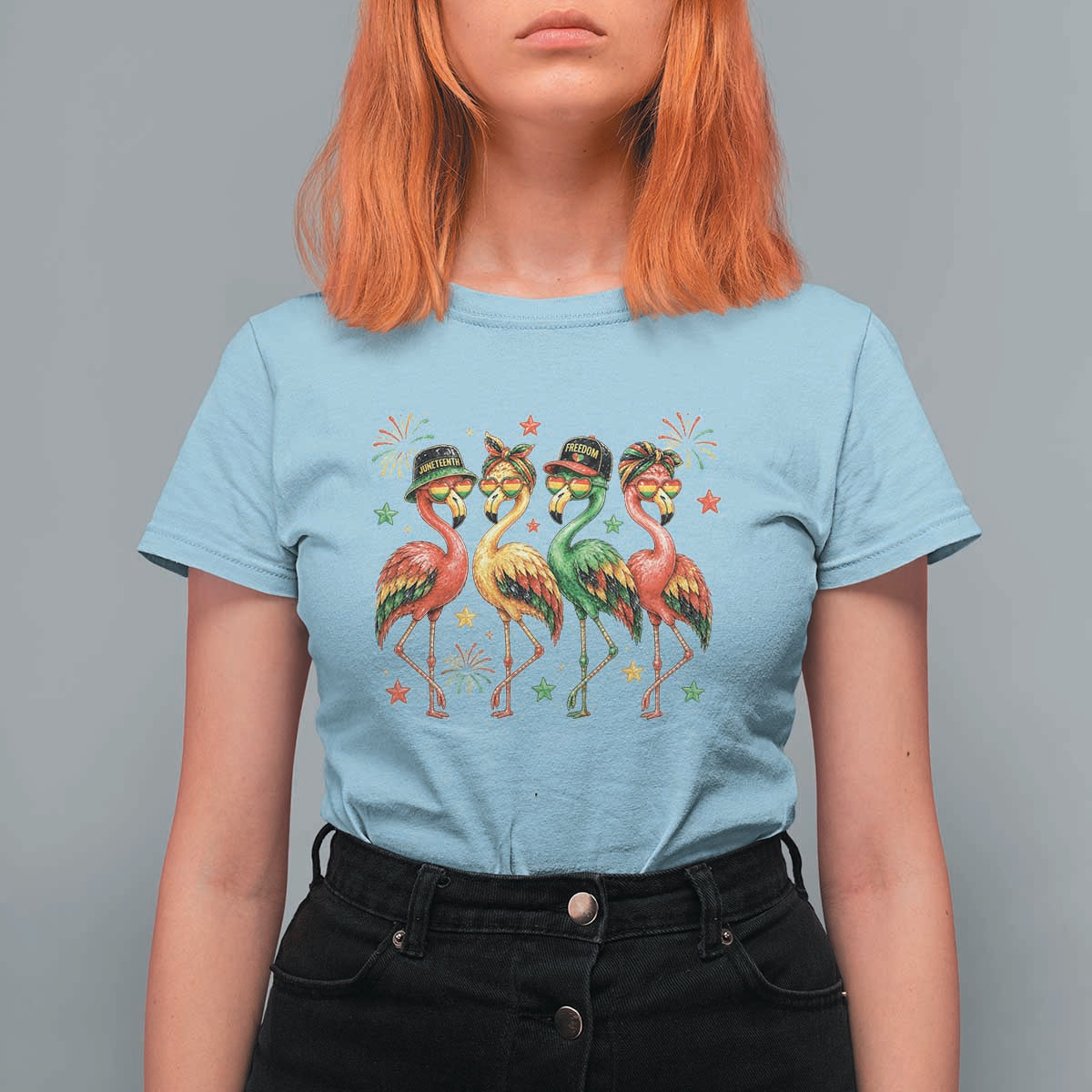 Funny Juneteenth Flamingos Squad T Shirt For Women African American Heritage