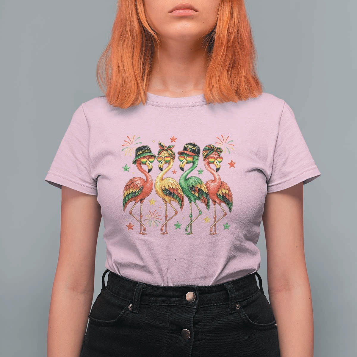 Funny Juneteenth Flamingos Squad T Shirt For Women African American Heritage