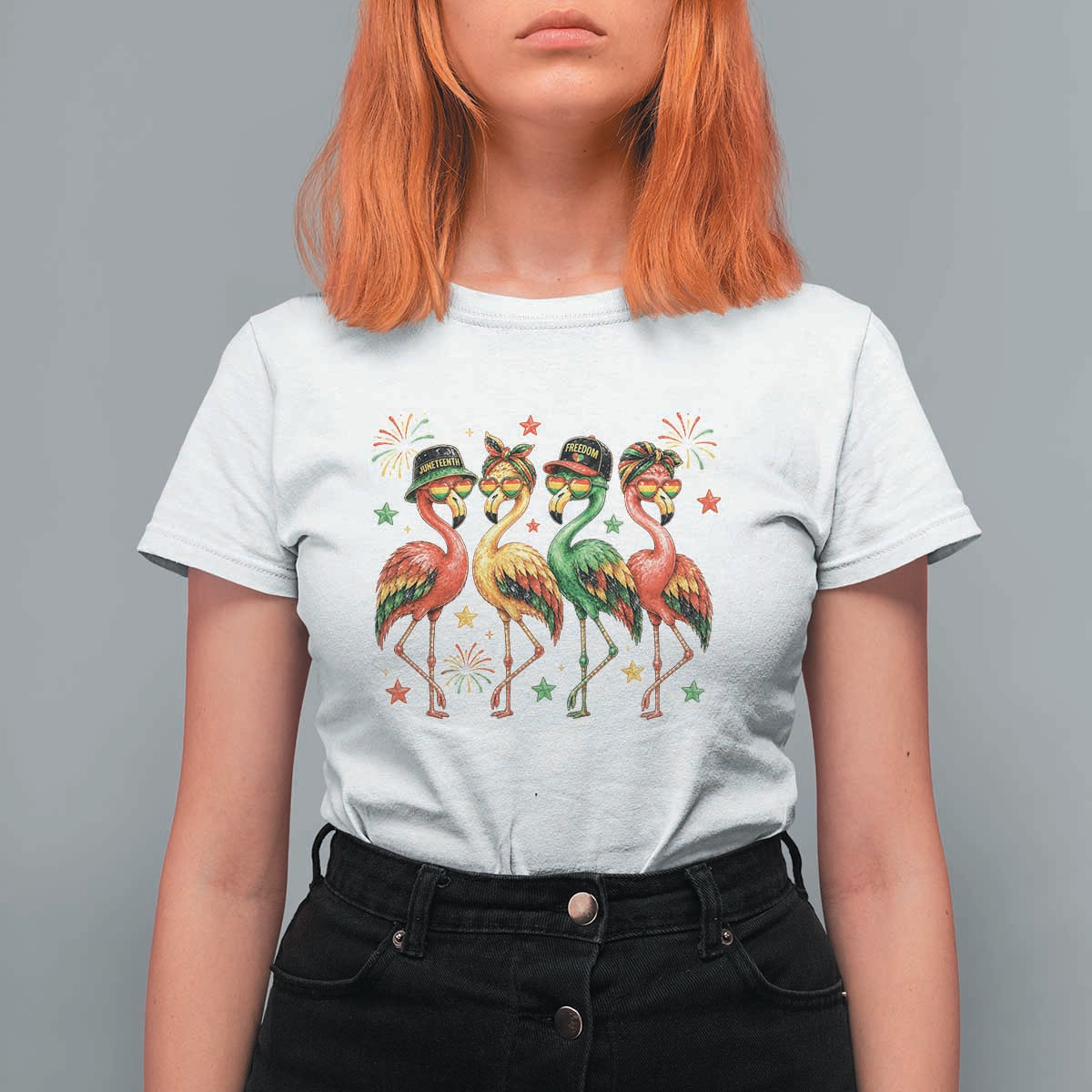 Funny Juneteenth Flamingos Squad T Shirt For Women African American Heritage
