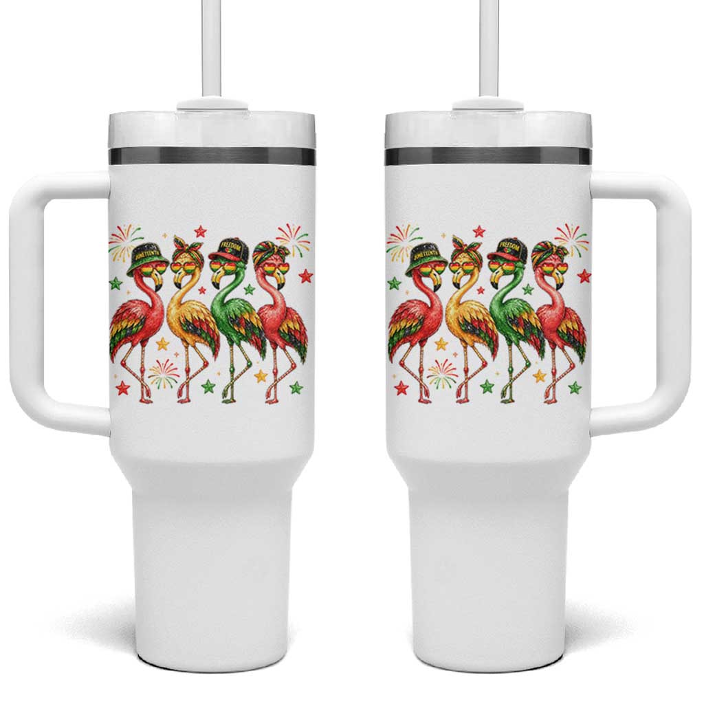 Funny Juneteenth Flamingos Squad Tumbler With Handle African American Heritage