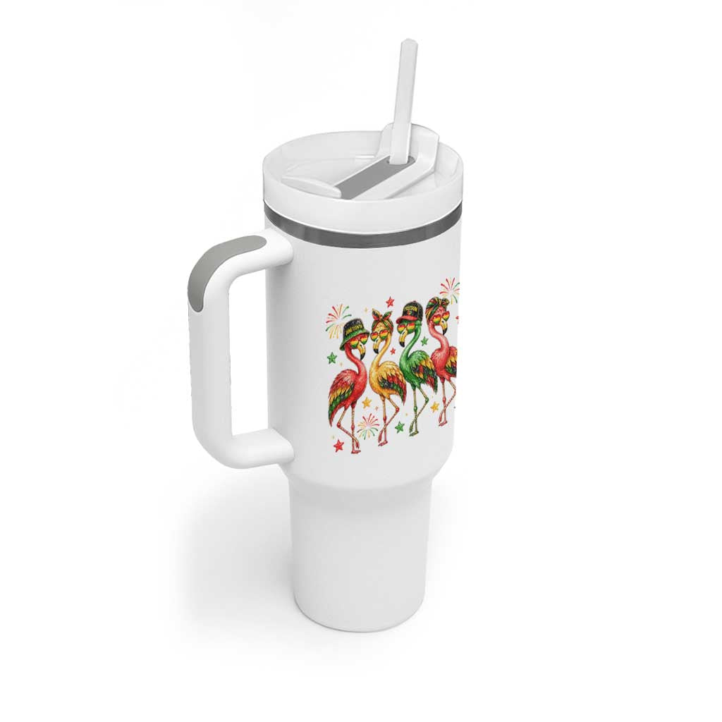Funny Juneteenth Flamingos Squad Tumbler With Handle African American Heritage