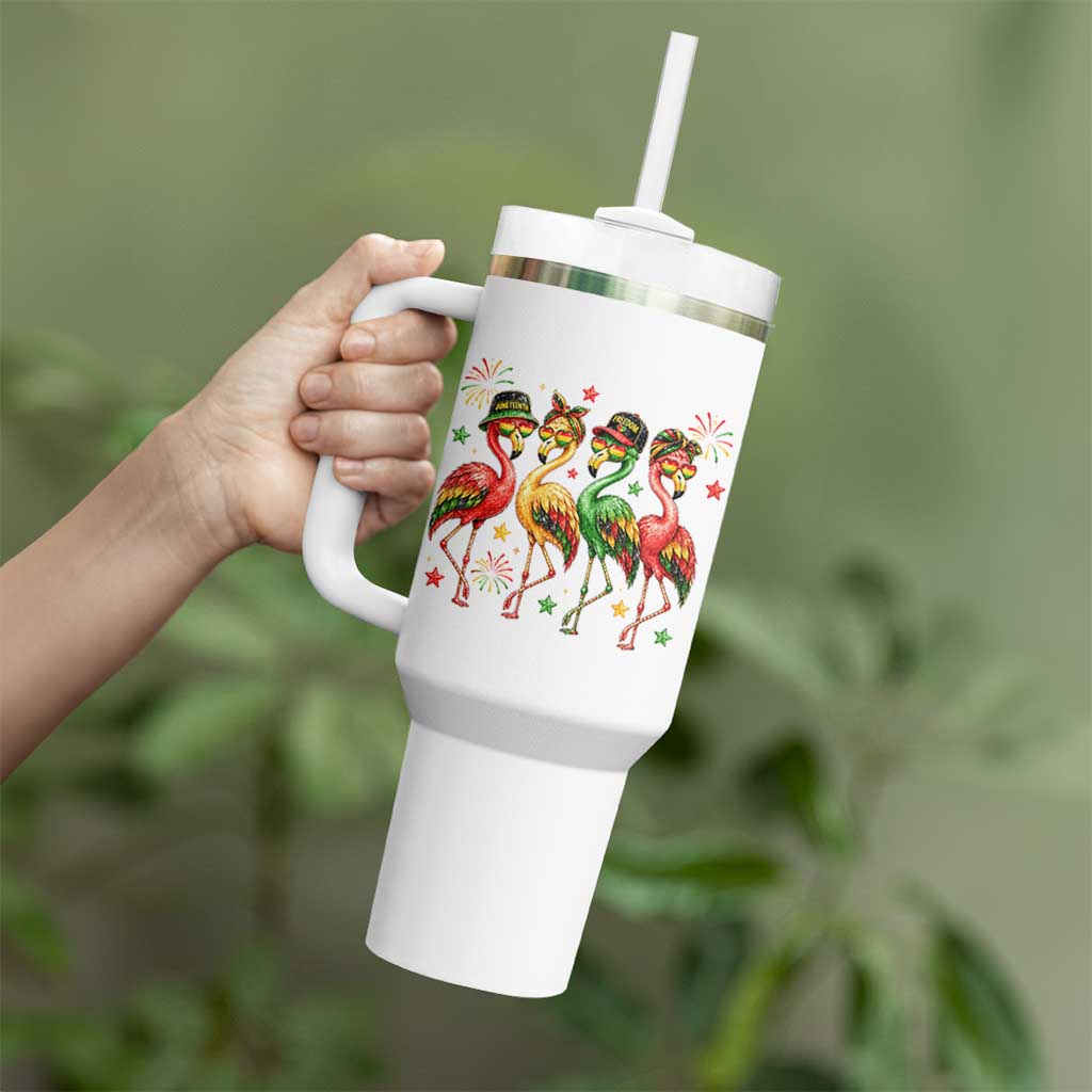 Funny Juneteenth Flamingos Squad Tumbler With Handle African American Heritage