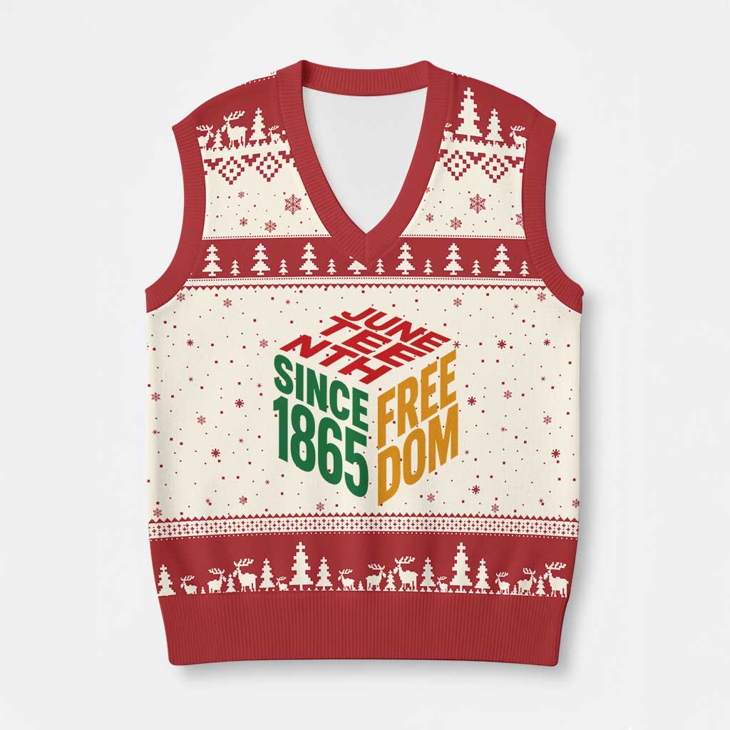 Juneteenth 1865 Freedom V-Neck Knit Sweater Vest African American Pride