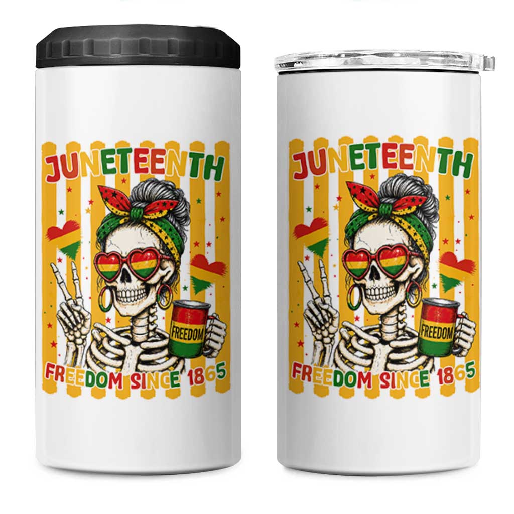 Skeleton Juneteenth Freedom 4 in 1 Can Cooler Tumbler African American Pride Gift