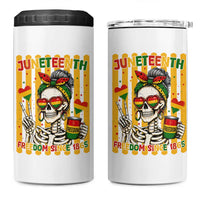 Skeleton Juneteenth Freedom 4 in 1 Can Cooler Tumbler African American Pride Gift
