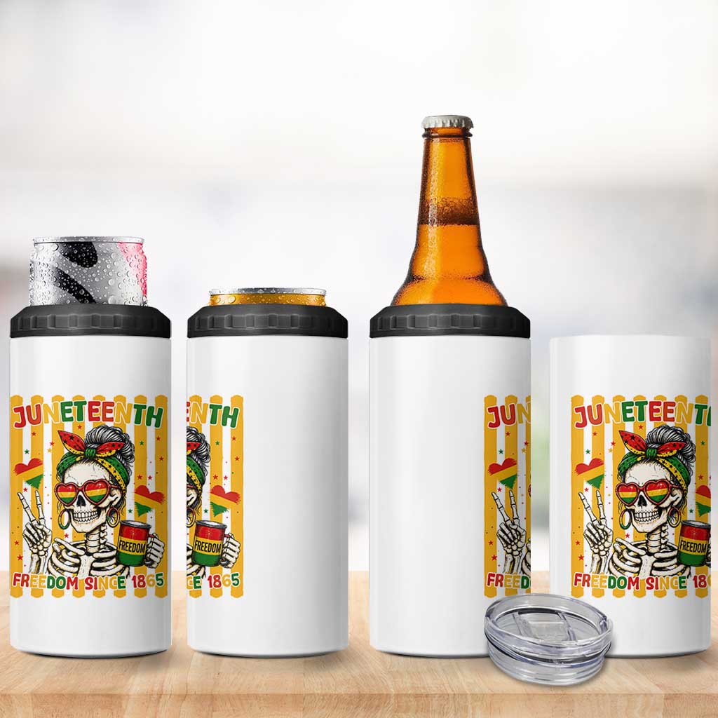 Skeleton Juneteenth Freedom 4 in 1 Can Cooler Tumbler African American Pride Gift