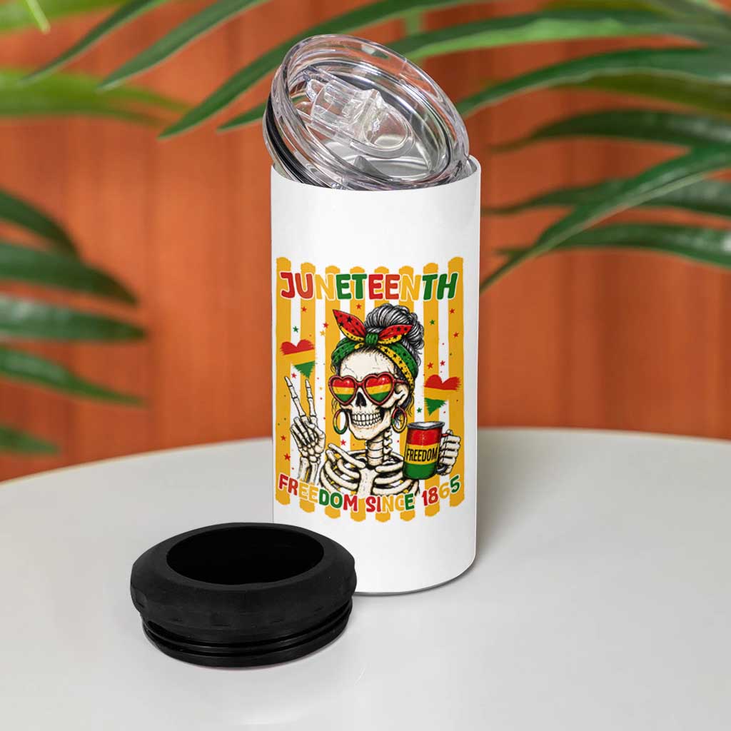 Skeleton Juneteenth Freedom 4 in 1 Can Cooler Tumbler African American Pride Gift