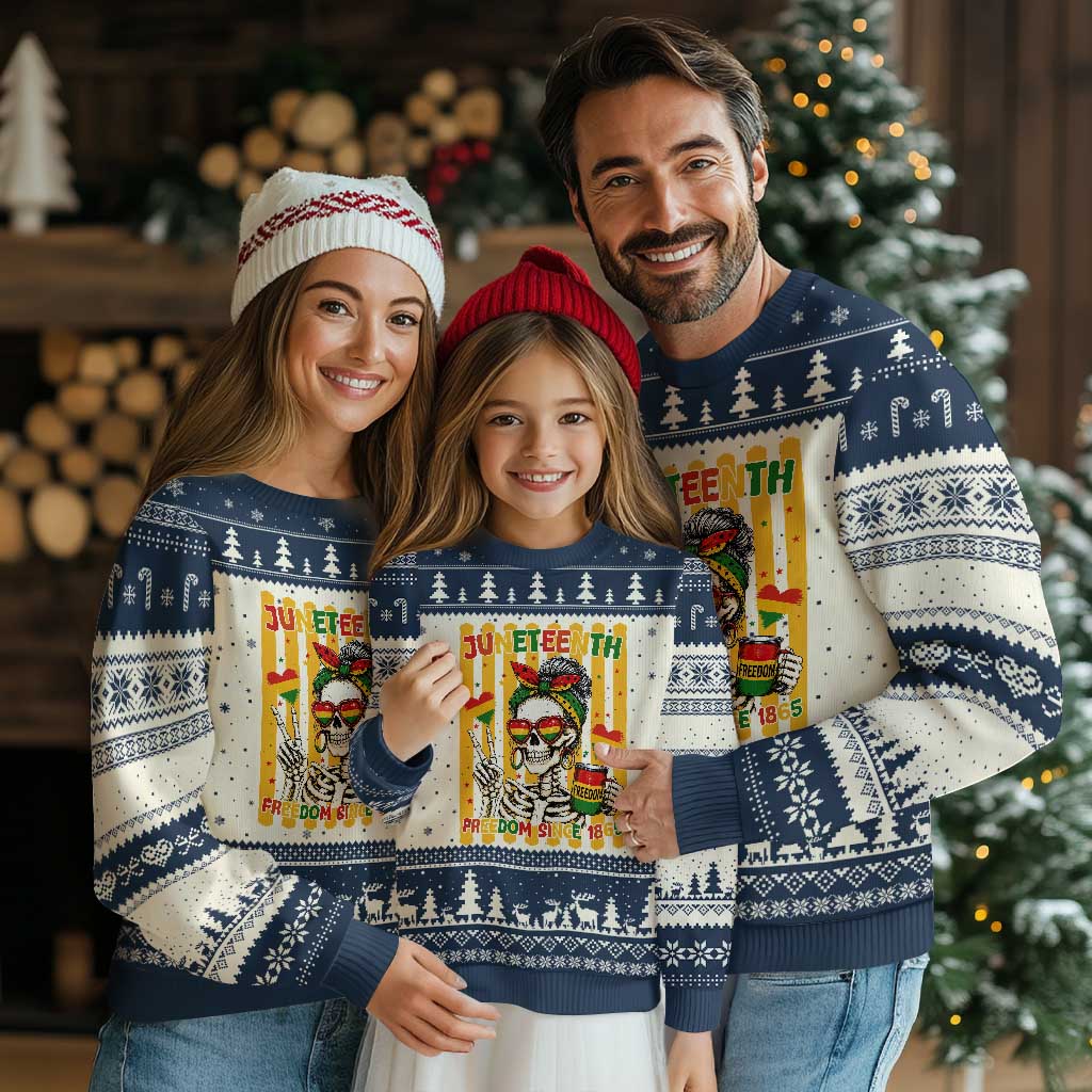 Skeleton Juneteenth Freedom Ugly Christmas Sweater African American Pride Gift