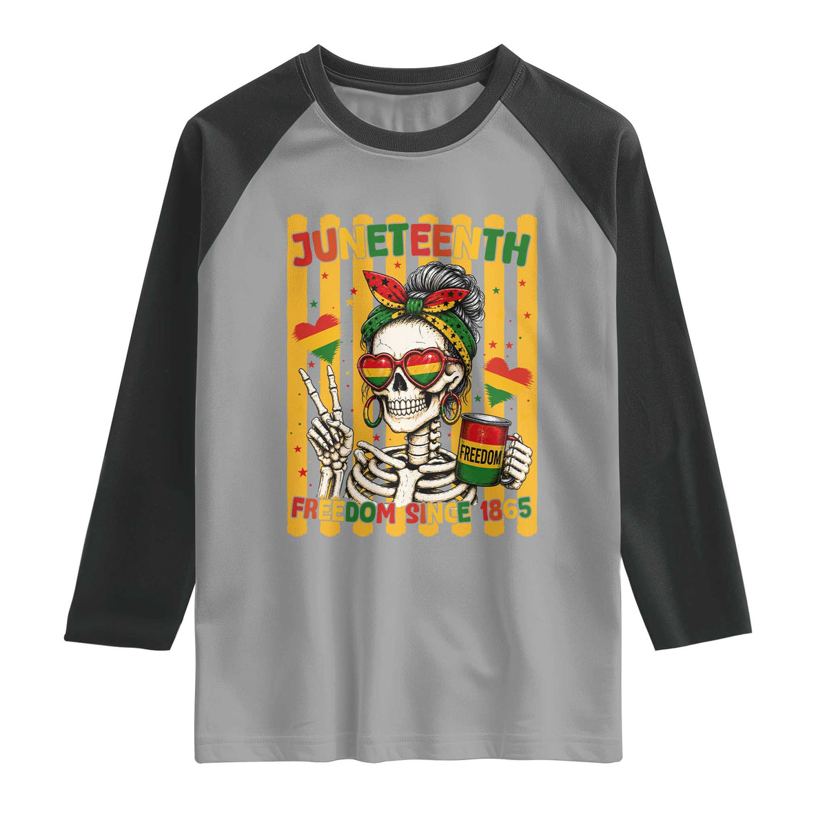 Skeleton Juneteenth Freedom Raglan Shirt African American Pride Gift