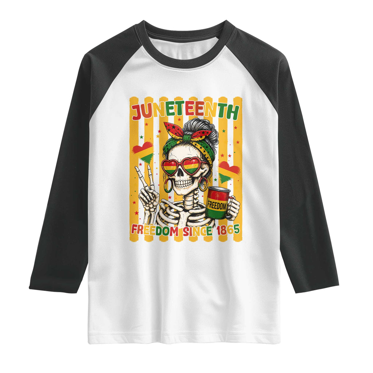Skeleton Juneteenth Freedom Raglan Shirt African American Pride Gift
