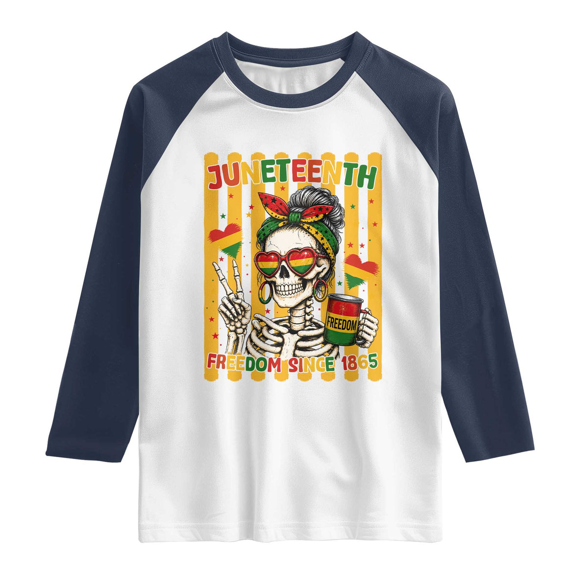 Skeleton Juneteenth Freedom Raglan Shirt African American Pride Gift