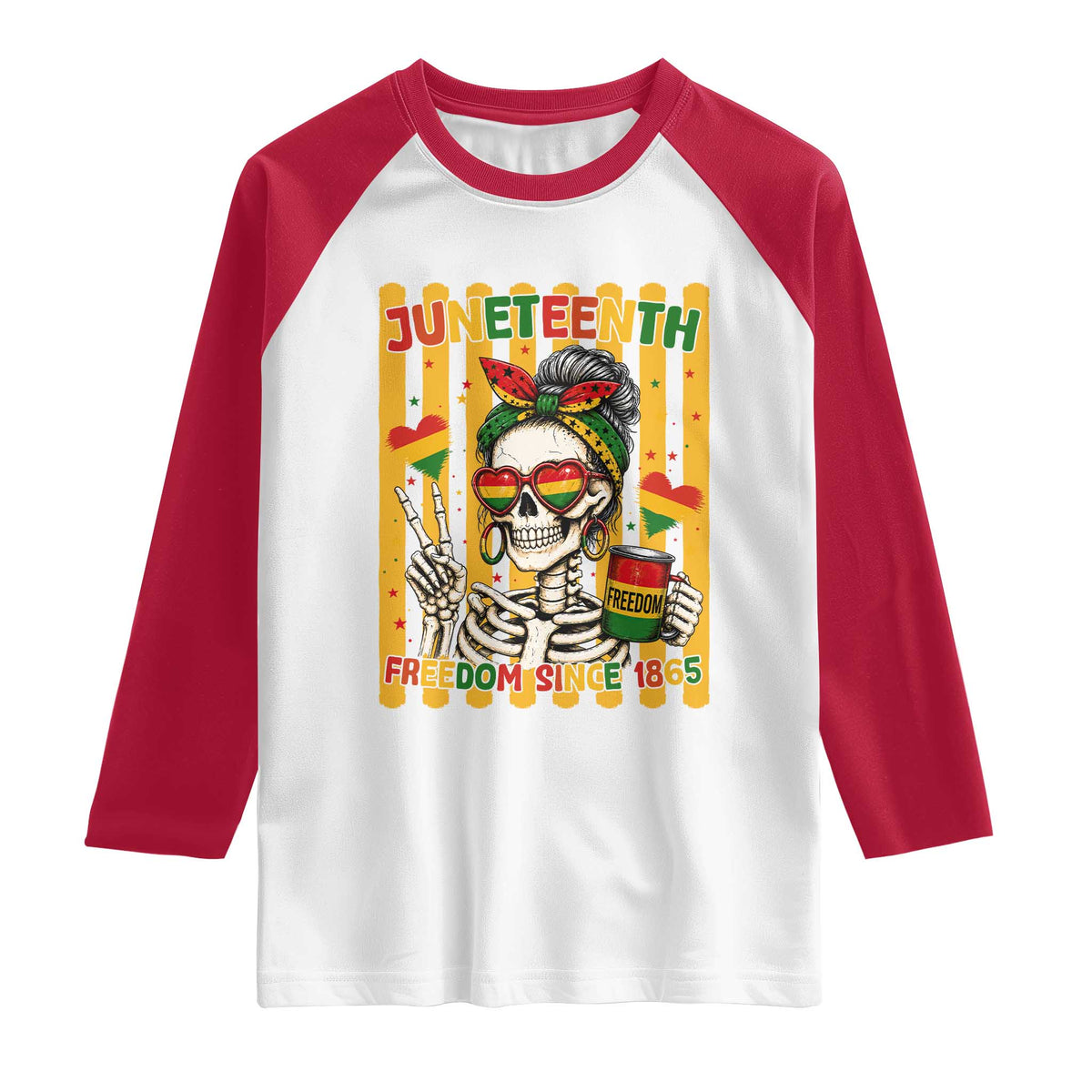 Skeleton Juneteenth Freedom Raglan Shirt African American Pride Gift