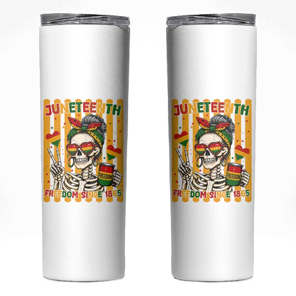 Skeleton Juneteenth Freedom Skinny Tumbler African American Pride Gift