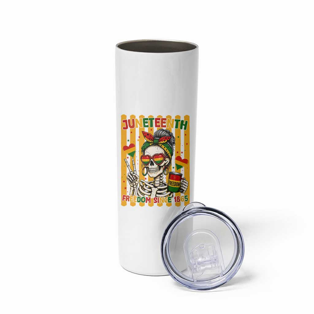 Skeleton Juneteenth Freedom Skinny Tumbler African American Pride Gift