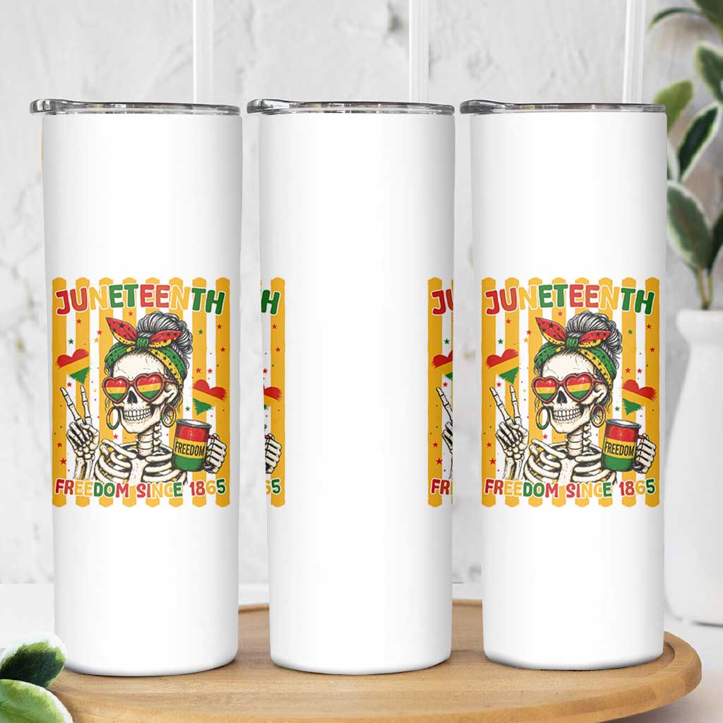 Skeleton Juneteenth Freedom Skinny Tumbler African American Pride Gift