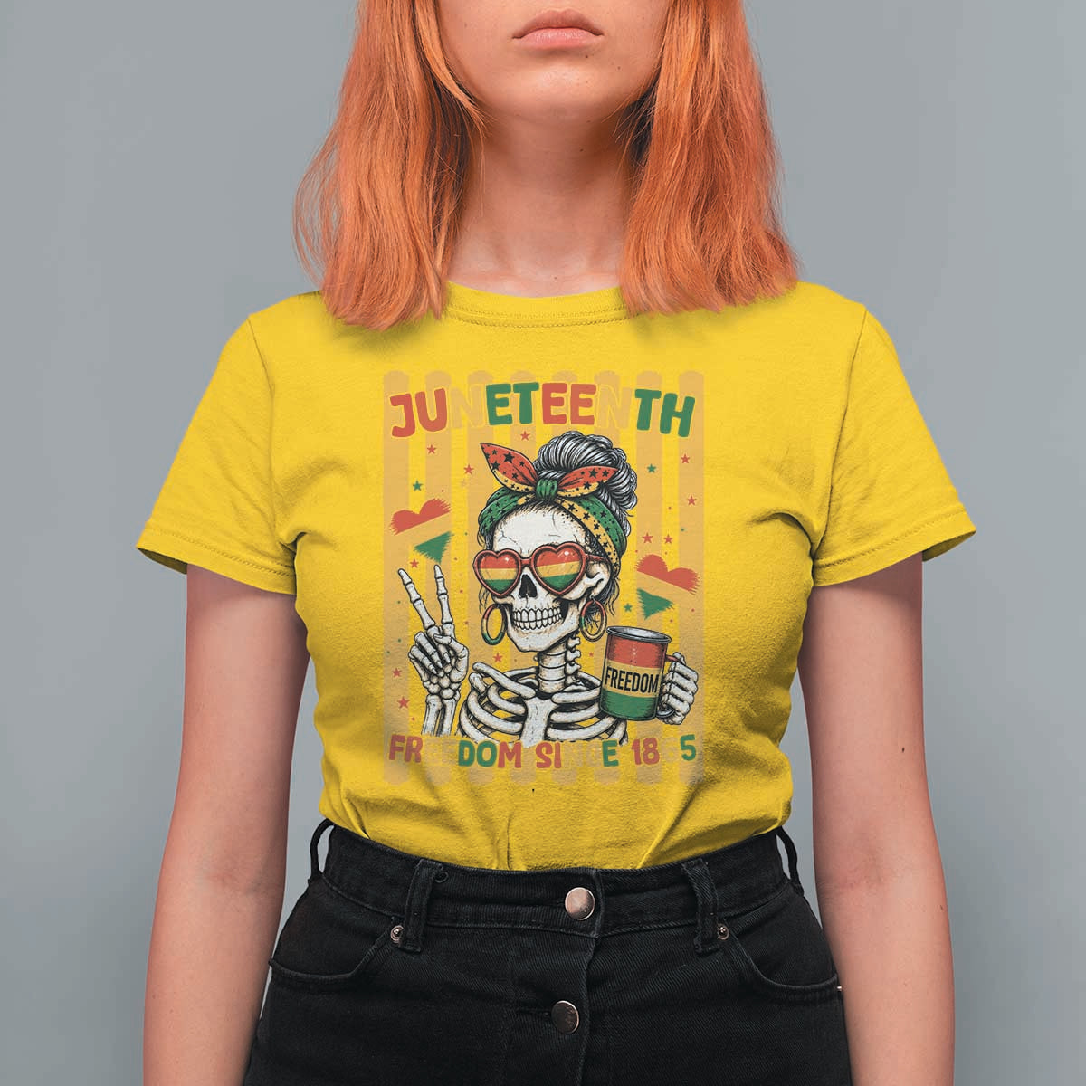 Skeleton Juneteenth Freedom T Shirt For Women African American Pride Gift