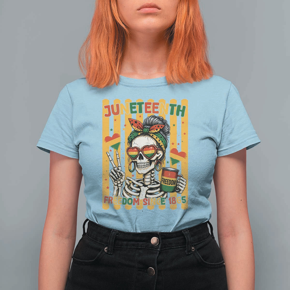 Skeleton Juneteenth Freedom T Shirt For Women African American Pride Gift
