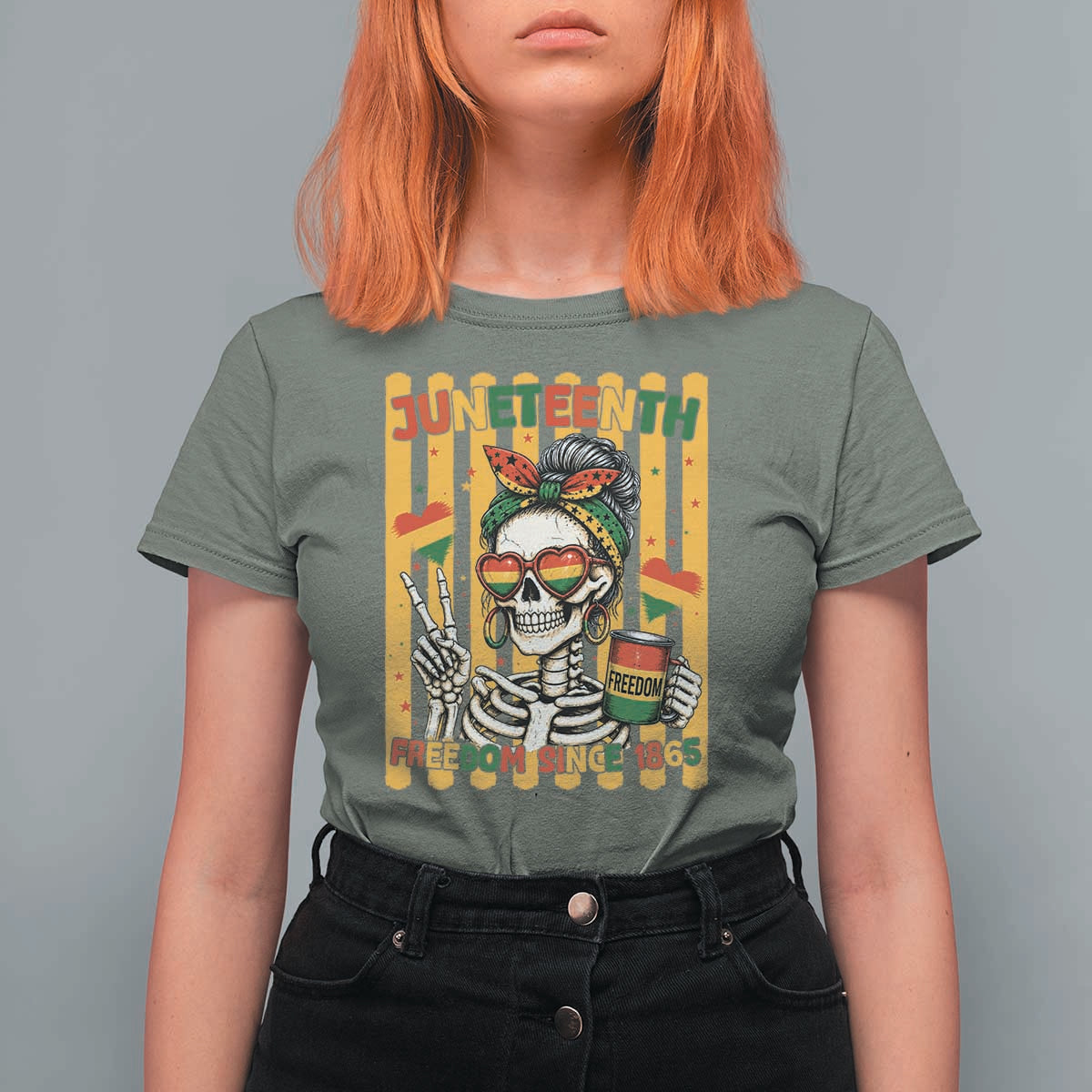 Skeleton Juneteenth Freedom T Shirt For Women African American Pride Gift