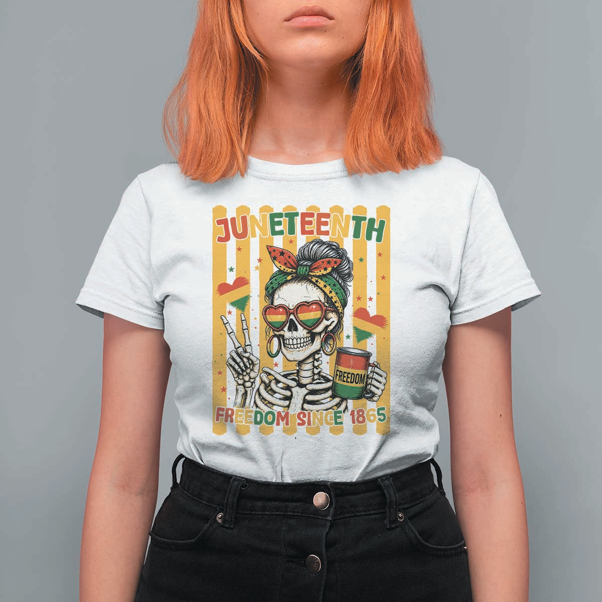 Skeleton Juneteenth Freedom T Shirt For Women African American Pride Gift