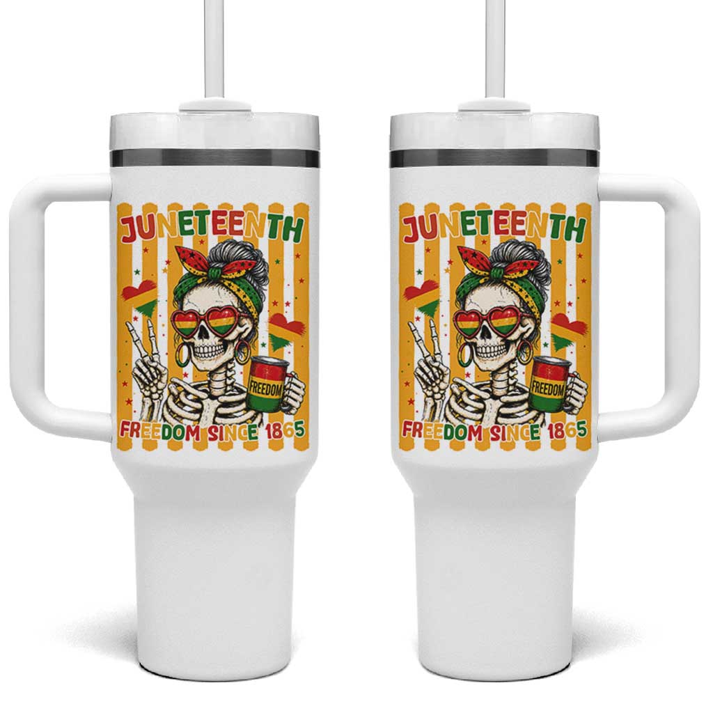 Skeleton Juneteenth Freedom Tumbler With Handle African American Pride Gift