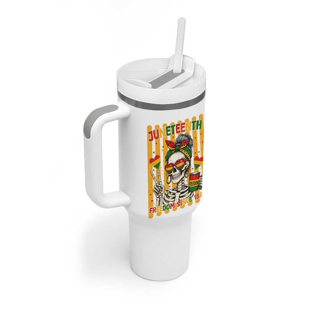 Skeleton Juneteenth Freedom Tumbler With Handle African American Pride Gift