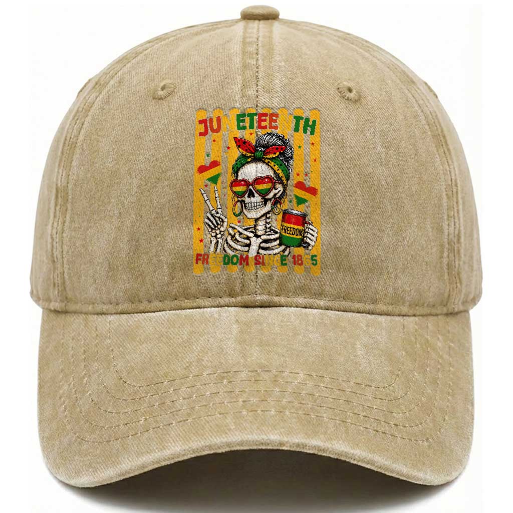 Skeleton Juneteenth Freedom Washed Cotton Baseball Cap African American Pride Gift