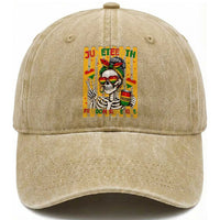 Skeleton Juneteenth Freedom Washed Cotton Baseball Cap African American Pride Gift