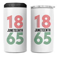 Vintage Juneteenth 1865 4 in 1 Can Cooler Tumbler Retro Striped Number Graphic