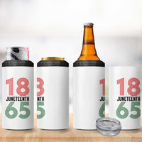 Vintage Juneteenth 1865 4 in 1 Can Cooler Tumbler Retro Striped Number Graphic