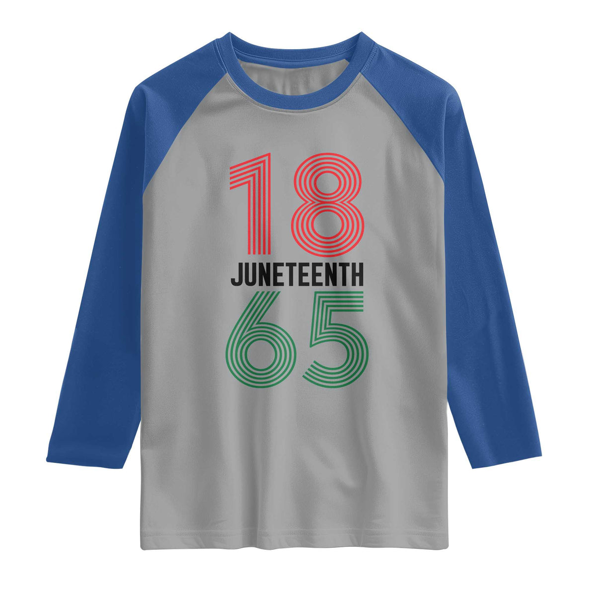 Vintage Juneteenth 1865 Raglan Shirt Retro Striped Number Graphic