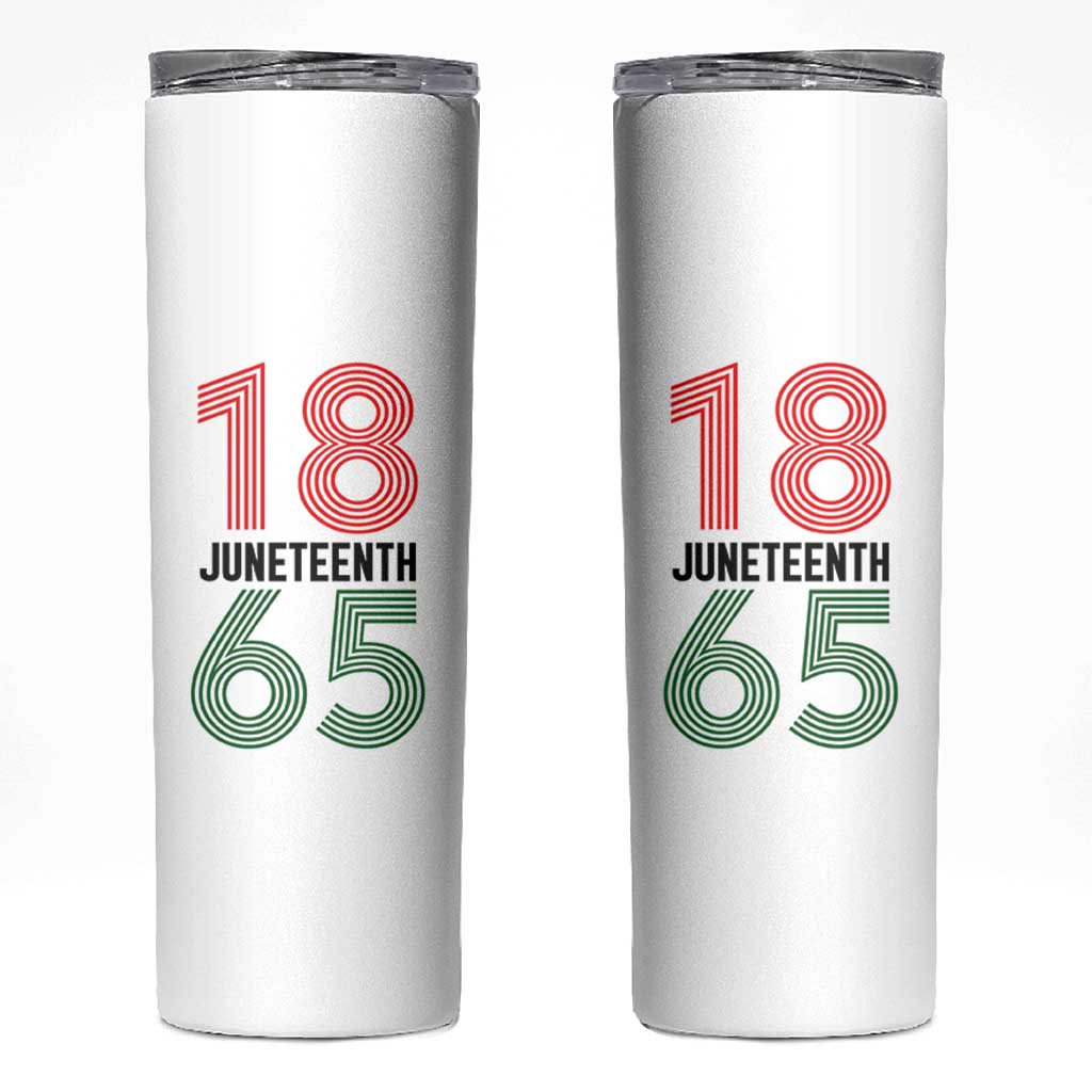 Vintage Juneteenth 1865 Skinny Tumbler Retro Striped Number Graphic