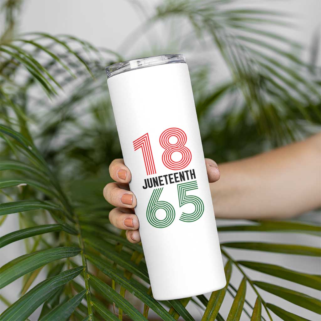 Vintage Juneteenth 1865 Skinny Tumbler Retro Striped Number Graphic