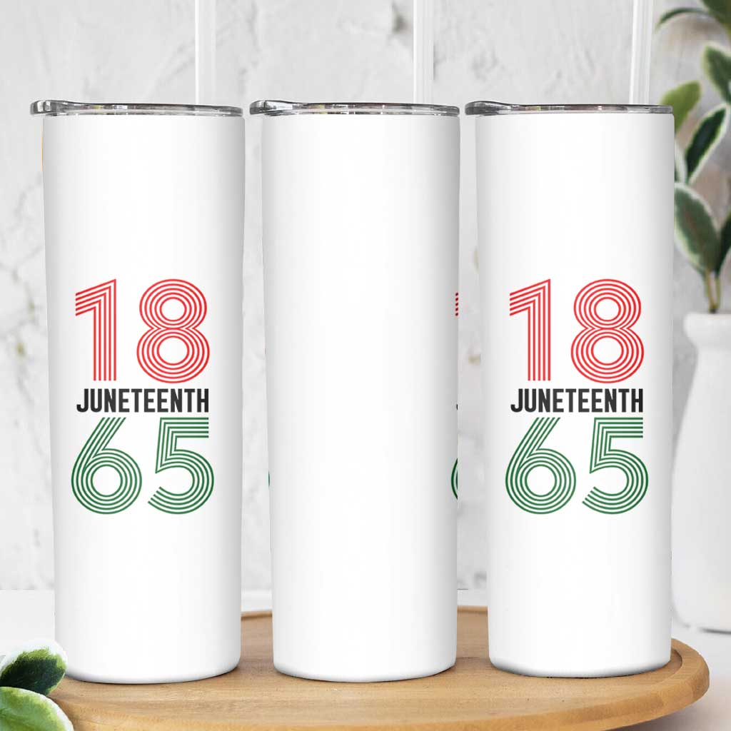 Vintage Juneteenth 1865 Skinny Tumbler Retro Striped Number Graphic