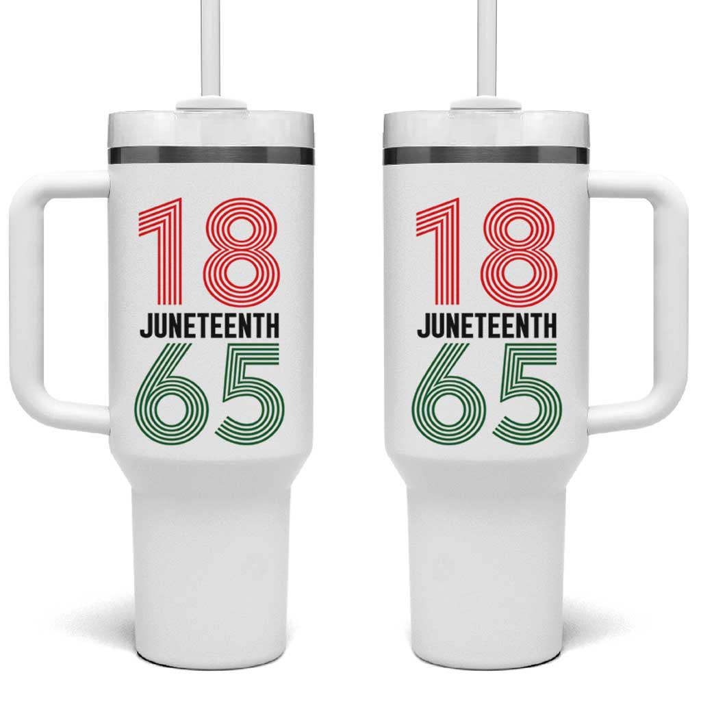 Vintage Juneteenth 1865 Tumbler With Handle Retro Striped Number Graphic