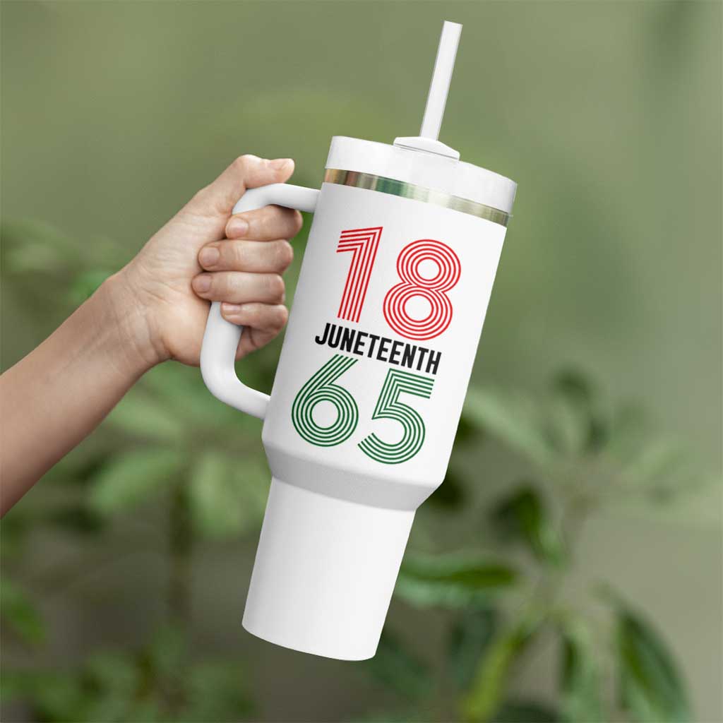 Vintage Juneteenth 1865 Tumbler With Handle Retro Striped Number Graphic