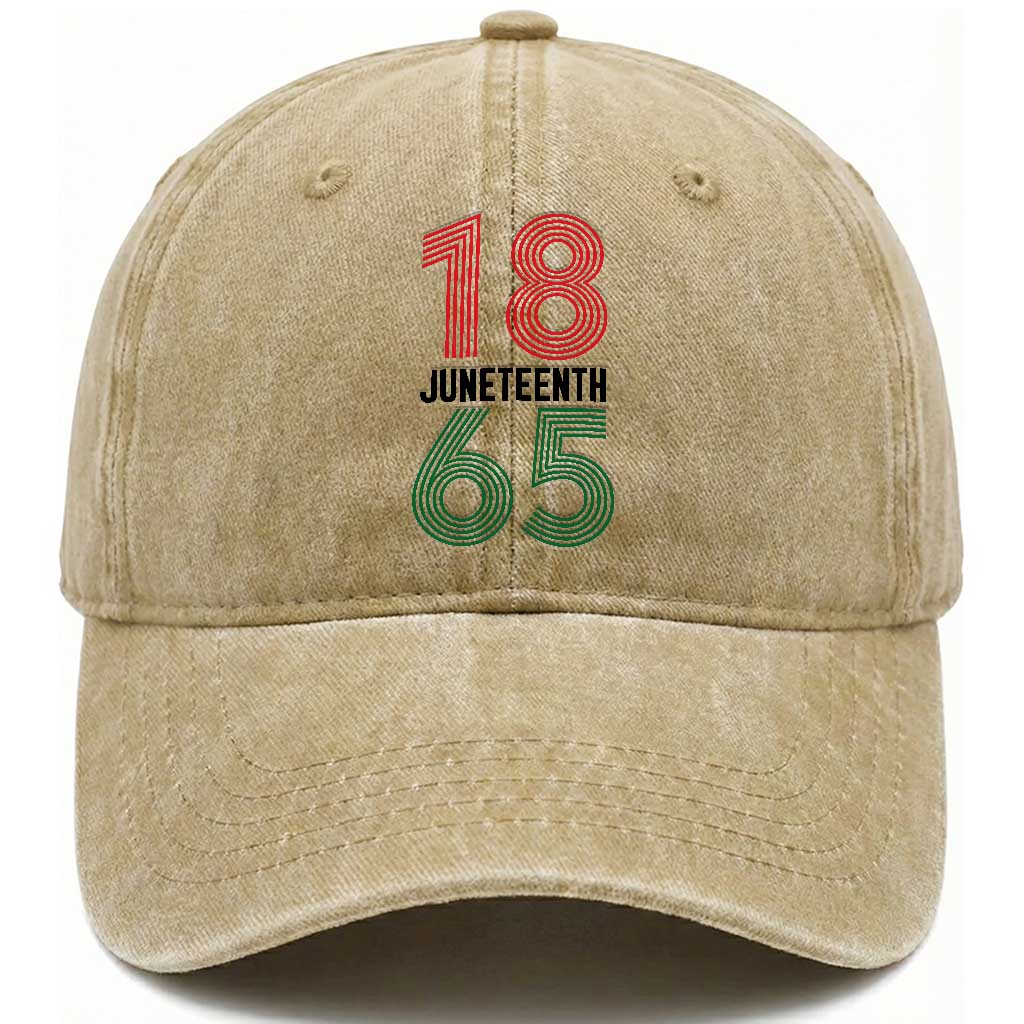 Vintage Juneteenth 1865 Washed Cotton Baseball Cap Retro Striped Number Graphic