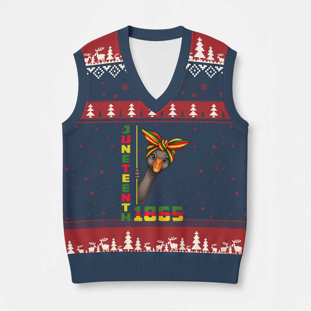 Funny Juneteenth Goose V-Neck Knit Sweater Vest African American Pride Gift