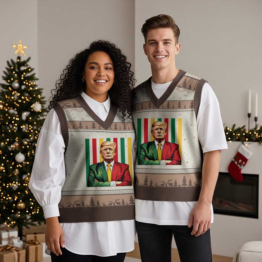 Juneteenth American Leader Inspiration V-Neck Knit Sweater Vest 1865 American Heritage Gift