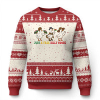 Funny Just A Free Silly Goose Ugly Christmas Sweater Juneteenth Freedom Day