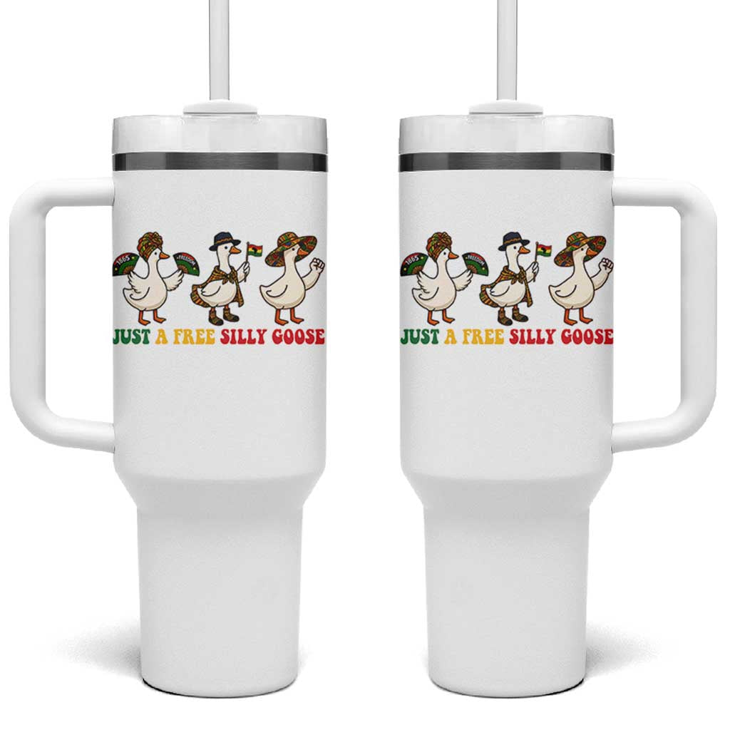 Funny Just A Free Silly Goose Tumbler With Handle Juneteenth Freedom Day