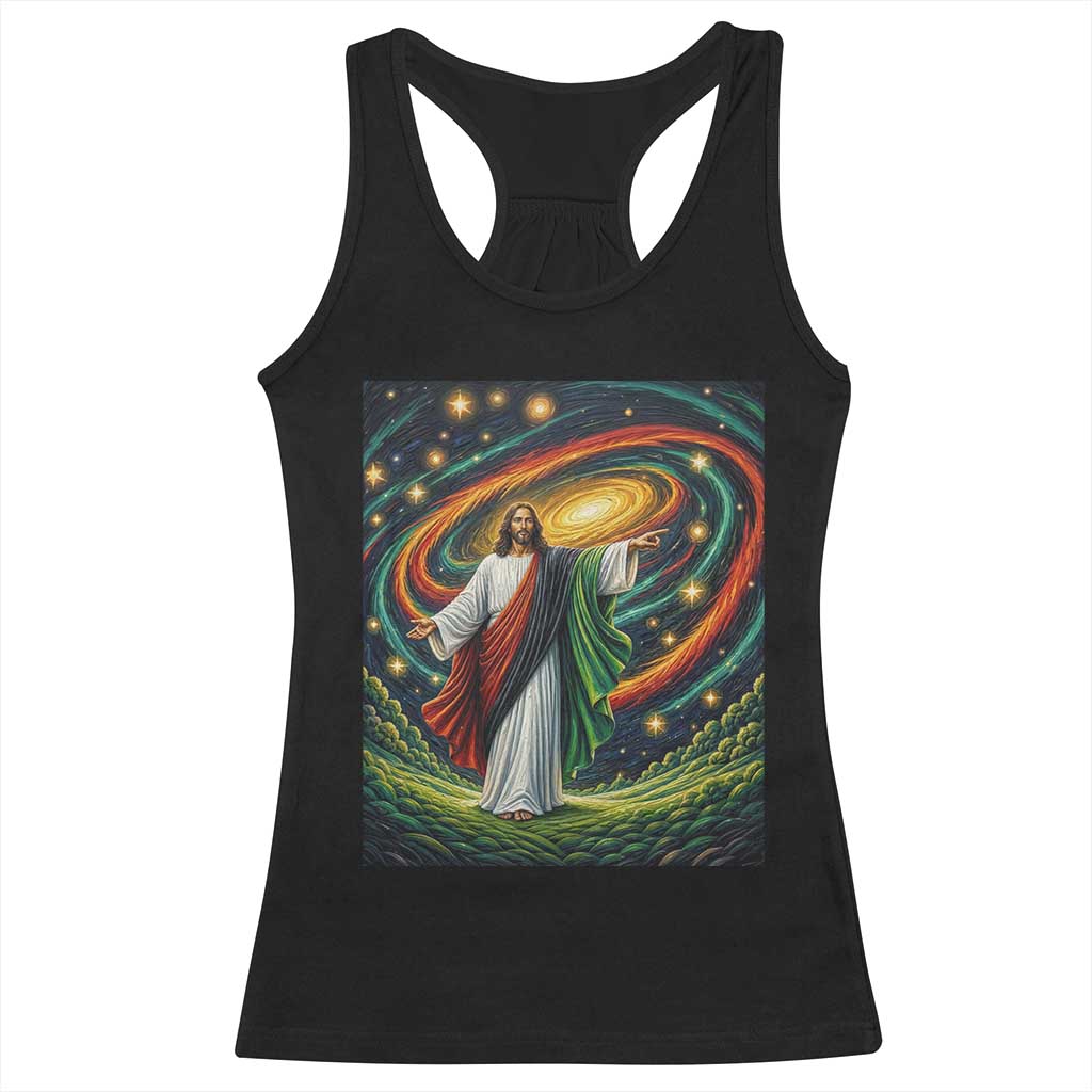 Black Jesus Juneteenth Racerback Tank Top African American Christian Pride
