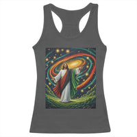 Black Jesus Juneteenth Racerback Tank Top African American Christian Pride
