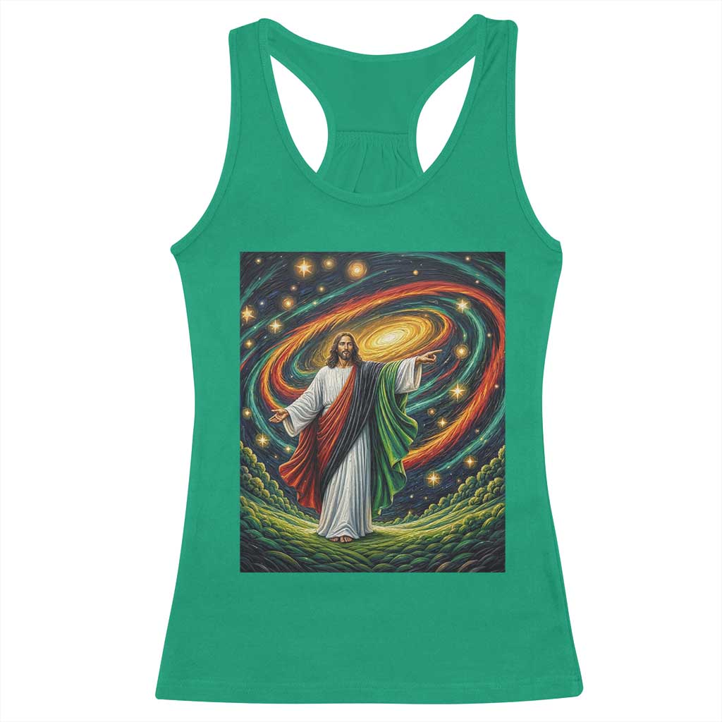 Black Jesus Juneteenth Racerback Tank Top African American Christian Pride