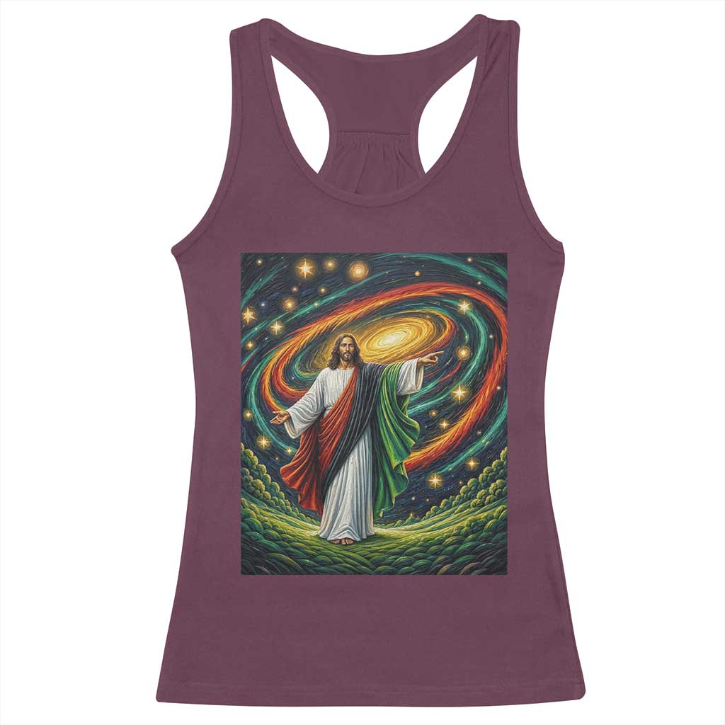 Black Jesus Juneteenth Racerback Tank Top African American Christian Pride