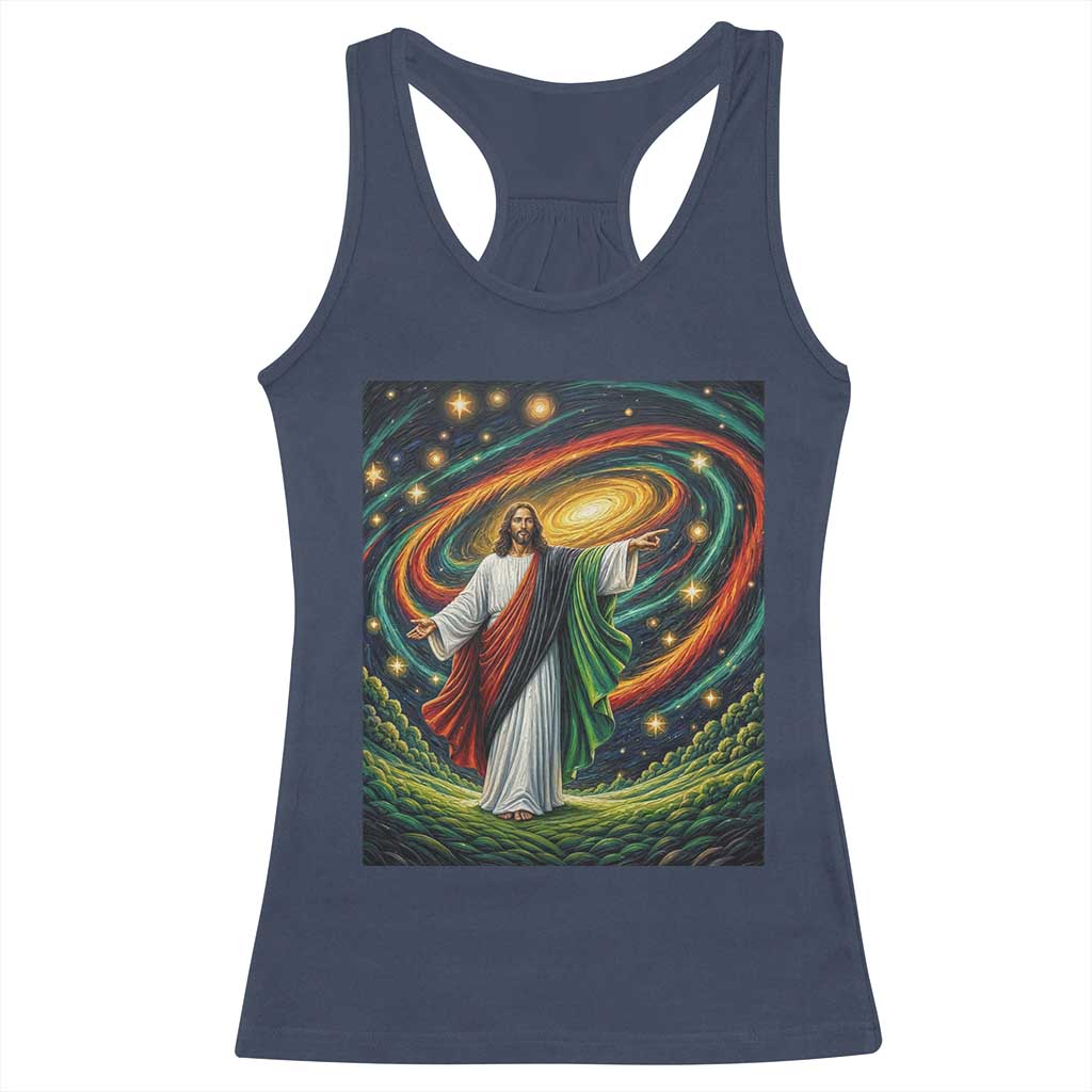 Black Jesus Juneteenth Racerback Tank Top African American Christian Pride