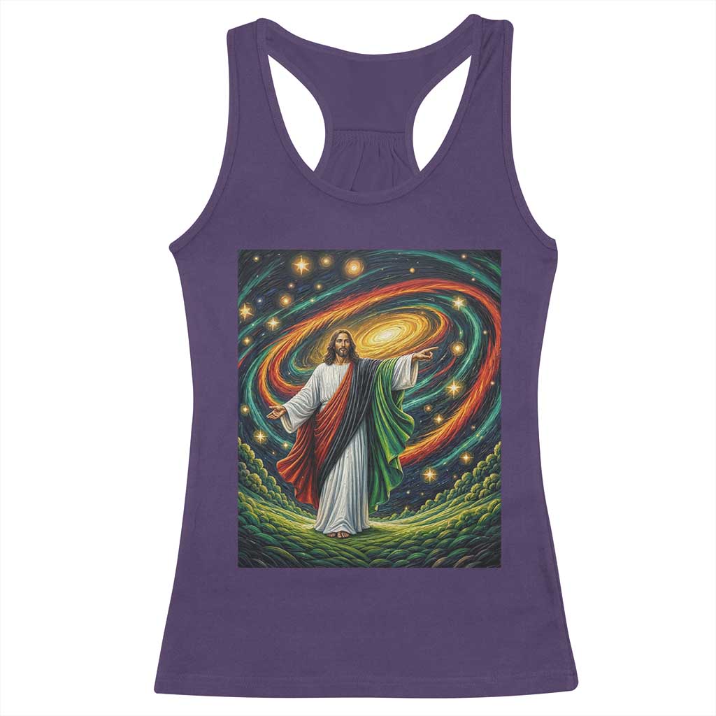 Black Jesus Juneteenth Racerback Tank Top African American Christian Pride