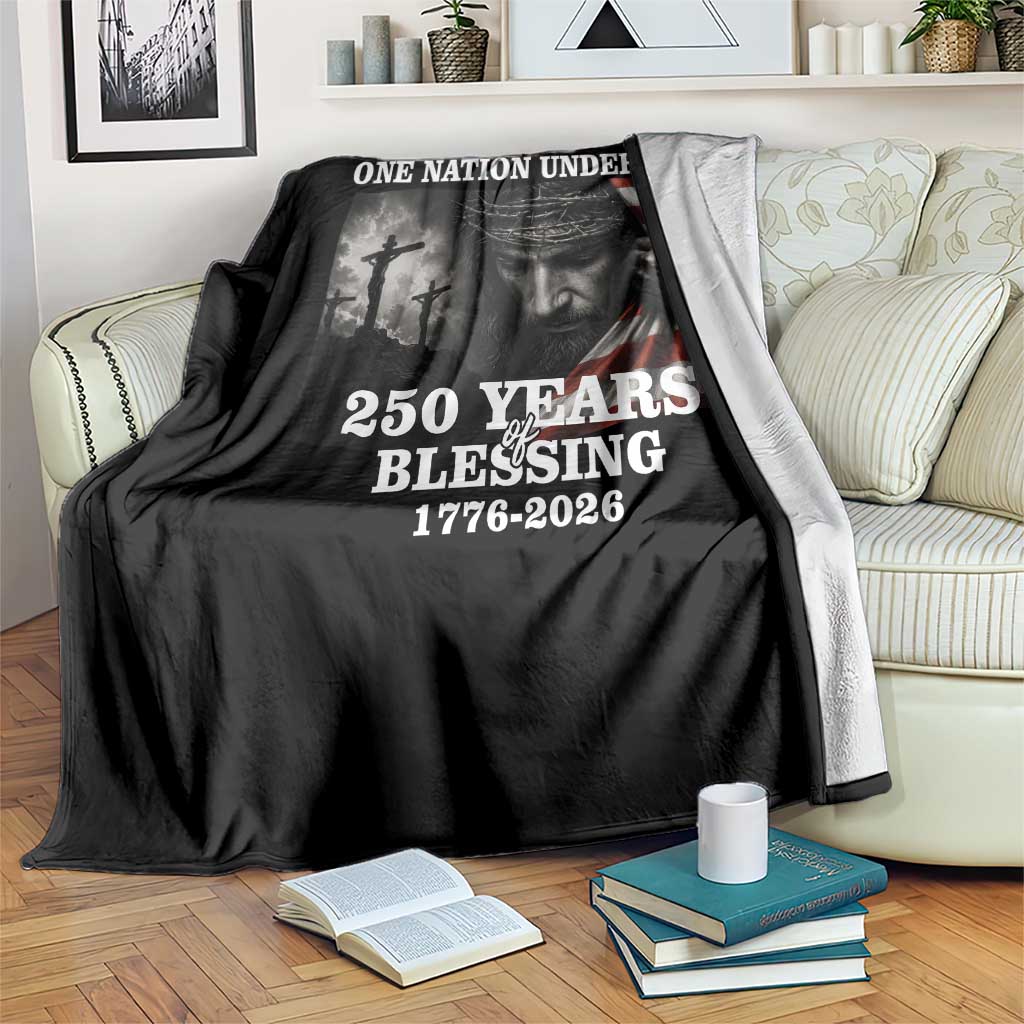 One Nation Under God 250th Anniversary Throw Blanket American Patriotic Faith