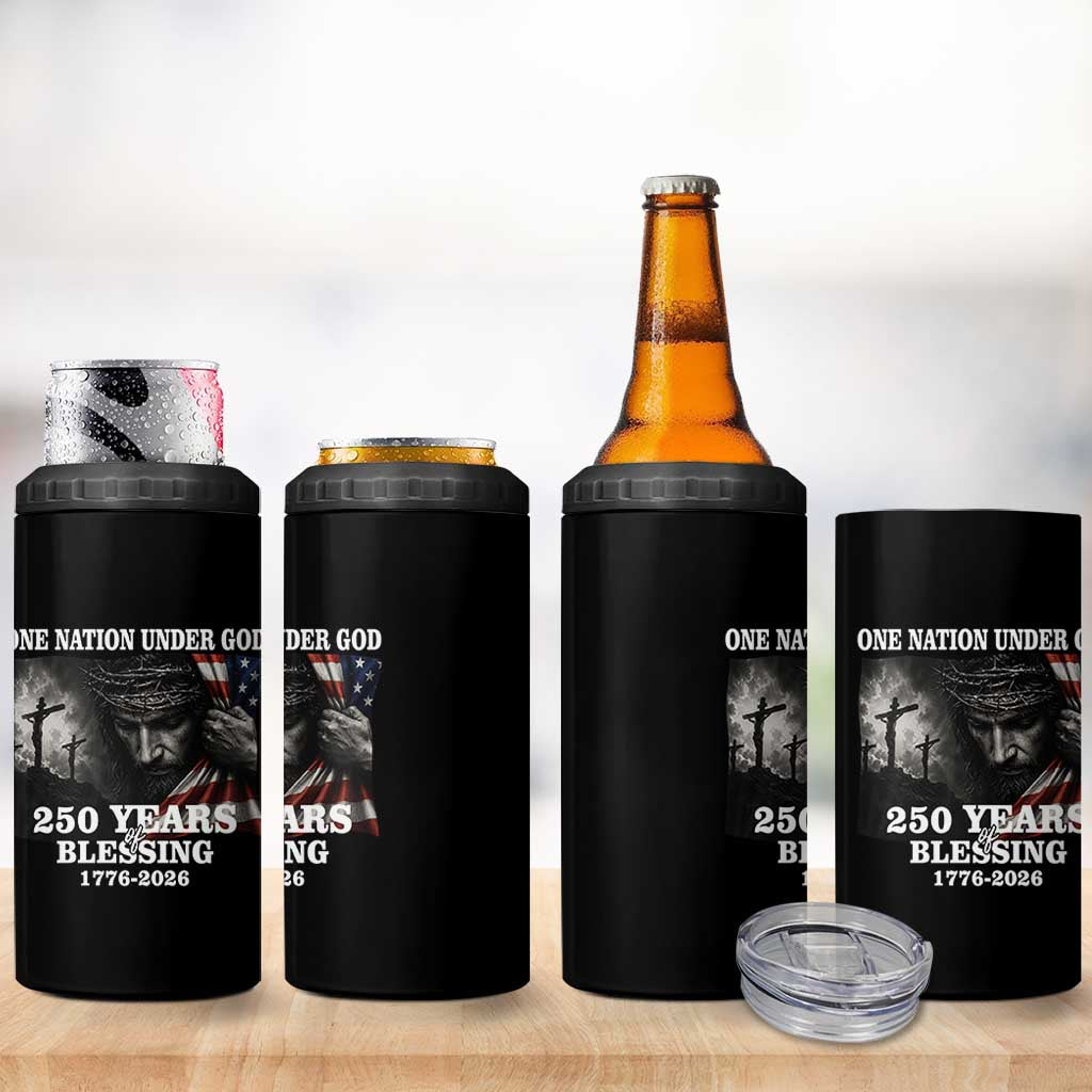 One Nation Under God 250th Anniversary 4 in 1 Can Cooler Tumbler American Patriotic Faith