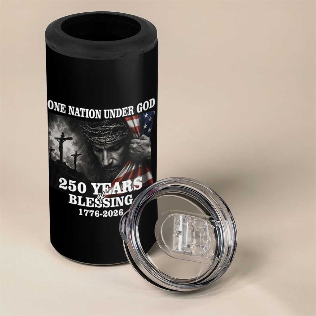 One Nation Under God 250th Anniversary 4 in 1 Can Cooler Tumbler American Patriotic Faith